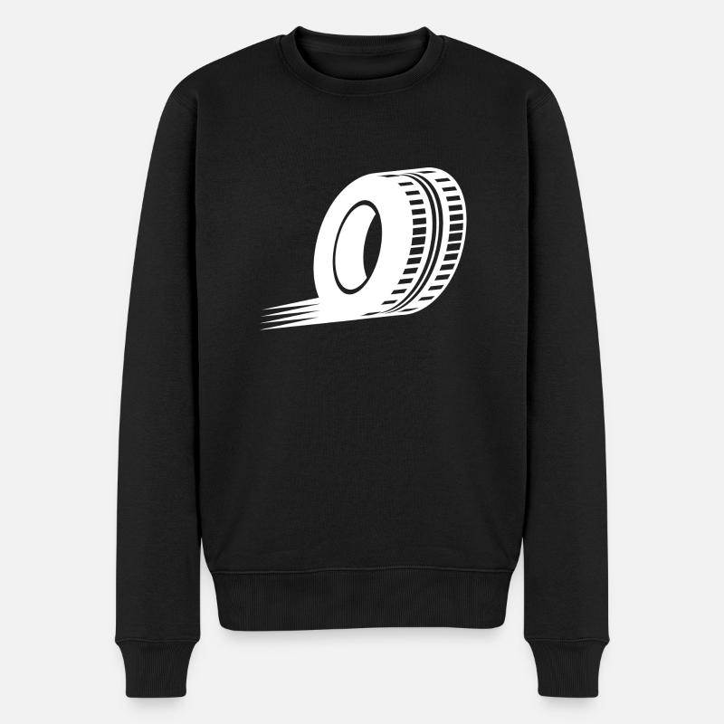 Tire/Reifen Icon simple white - Männer Premium Bio Pullover - Schwarz