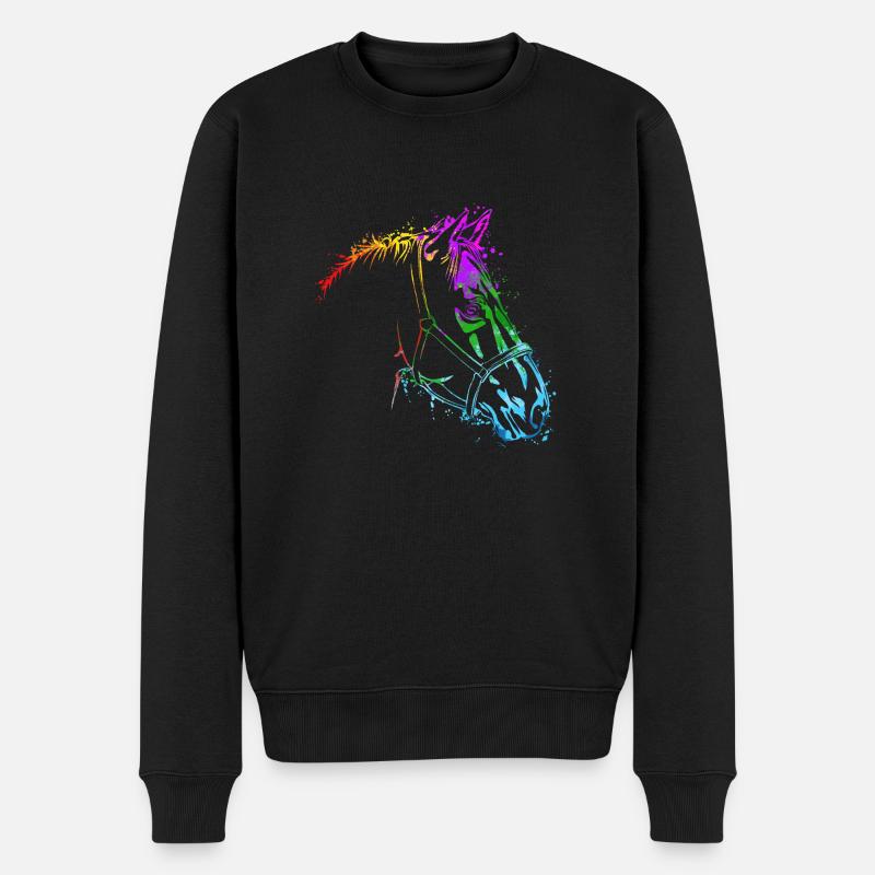 Pferdekopf Bunt Pferd Pferde - Männer Premium Bio Pullover - Schwarz