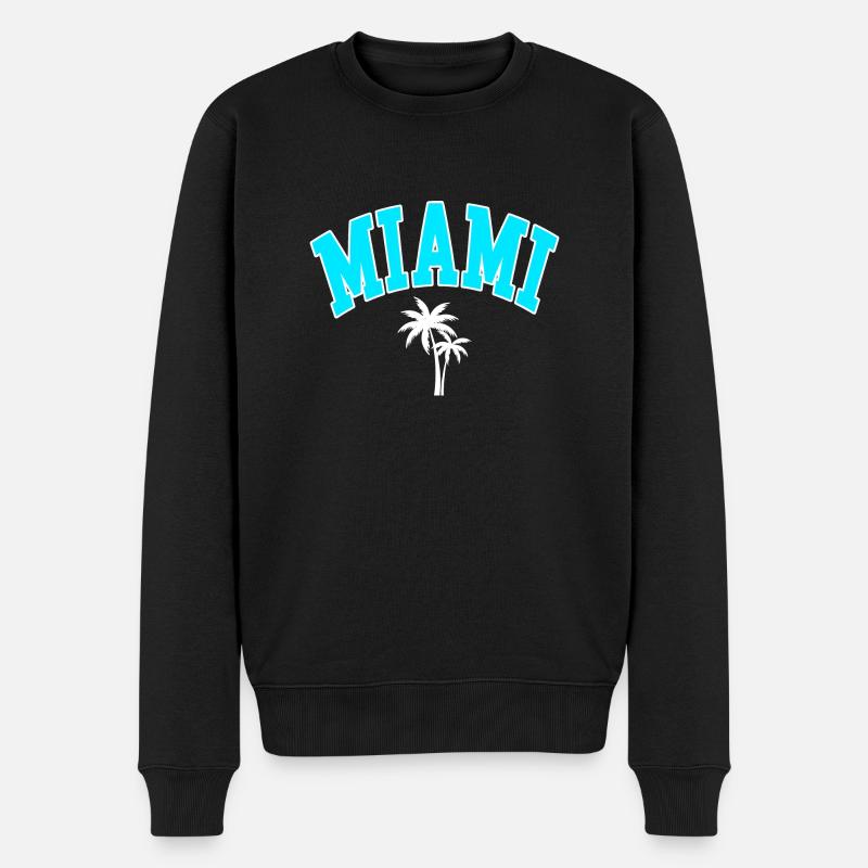 miami palmen - Männer Premium Bio Pullover - Schwarz