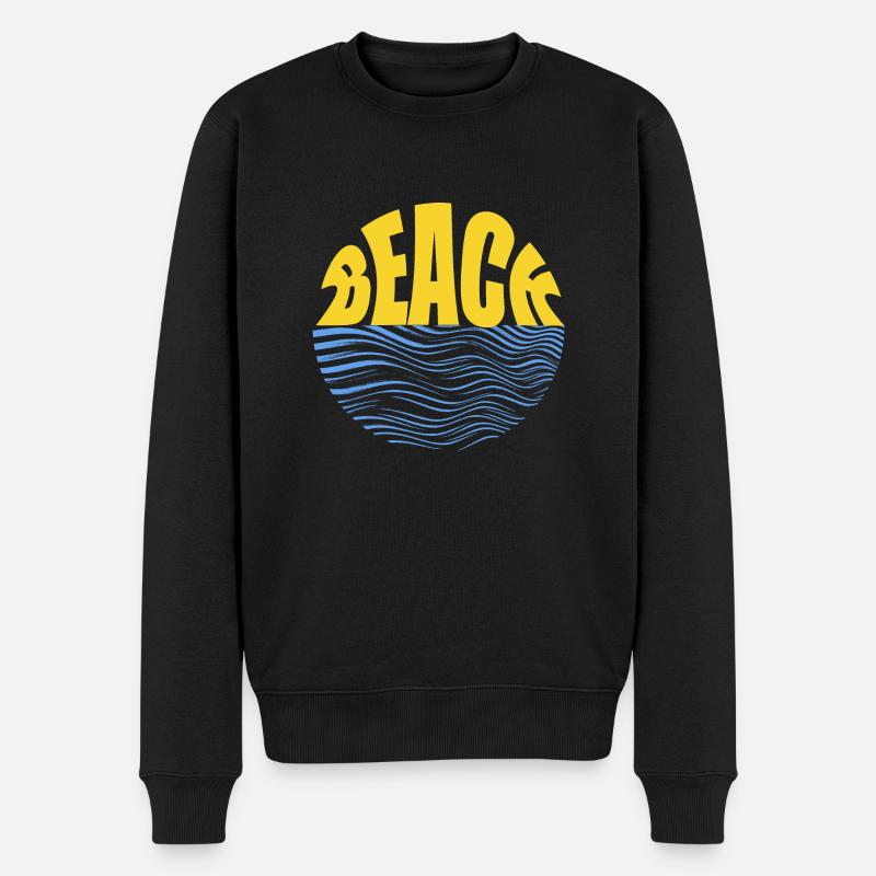 Beach Wave T-Shirt Design - Männer Premium Bio Pullover - Schwarz