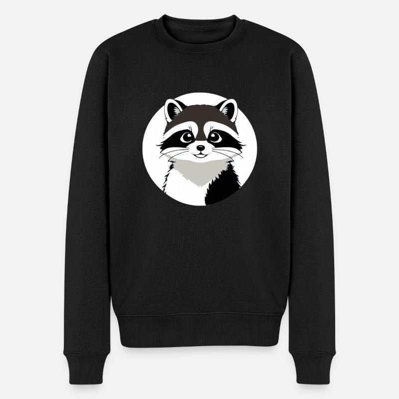 Waschbären süßer Cartoon Waschbär 36 - Männer Premium Bio Pullover - Schwarz