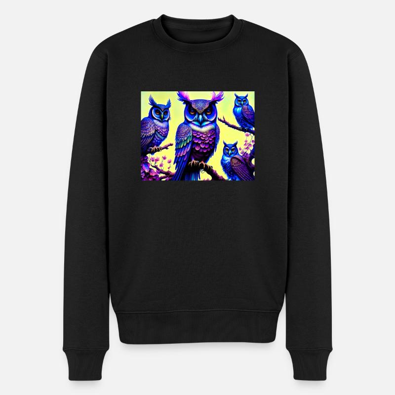 Eule - Männer Premium Bio Pullover - Schwarz