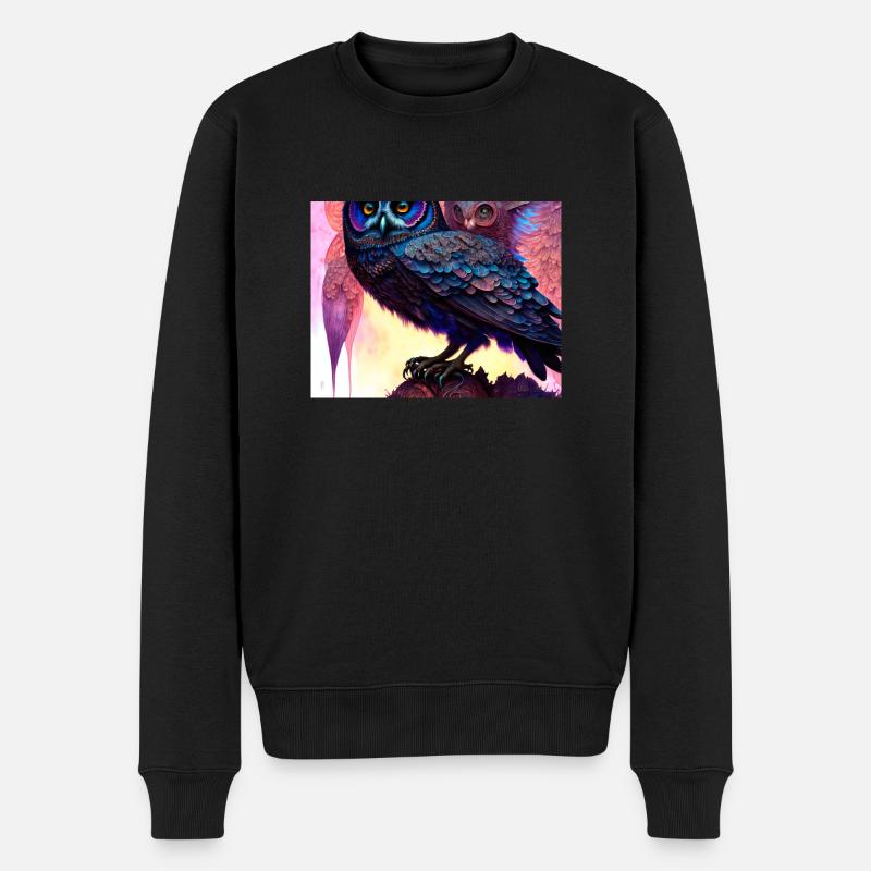 Eule - Männer Premium Bio Pullover - Schwarz