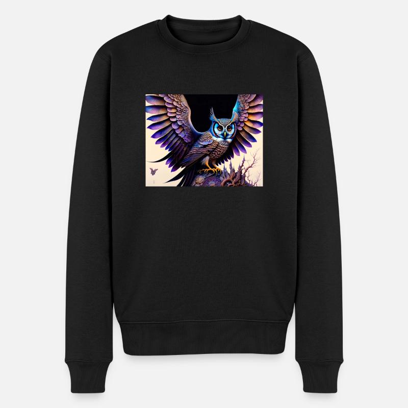 Eule - Männer Premium Bio Pullover - Schwarz