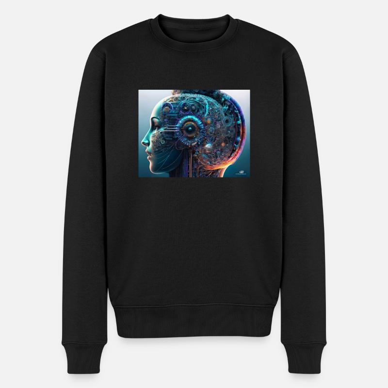 Mechanisches Gehirn eines Menschen - Männer Premium Bio Pullover - Schwarz