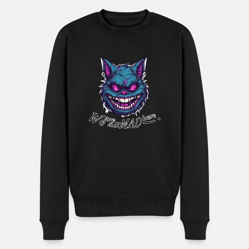 Cheshire Mad Cat - Männer Premium Bio Pullover - Schwarz
