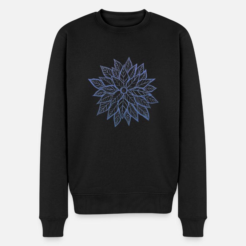 [2] Croquis de fleur multicouche bleu ombre/violet - Pull Premium bio Homme - noir