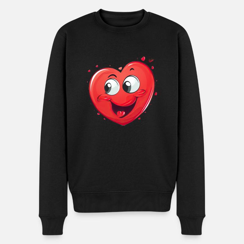 Fröhliches Herz - Männer Premium Bio Pullover - Schwarz