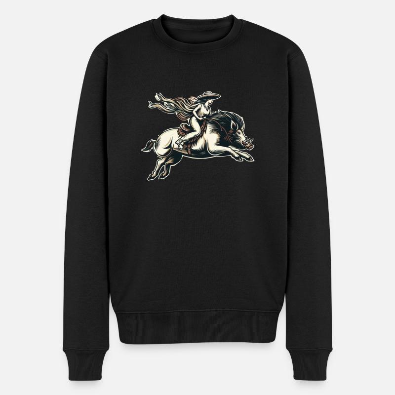 Boar Huntress - Männer Premium Bio Pullover - Schwarz
