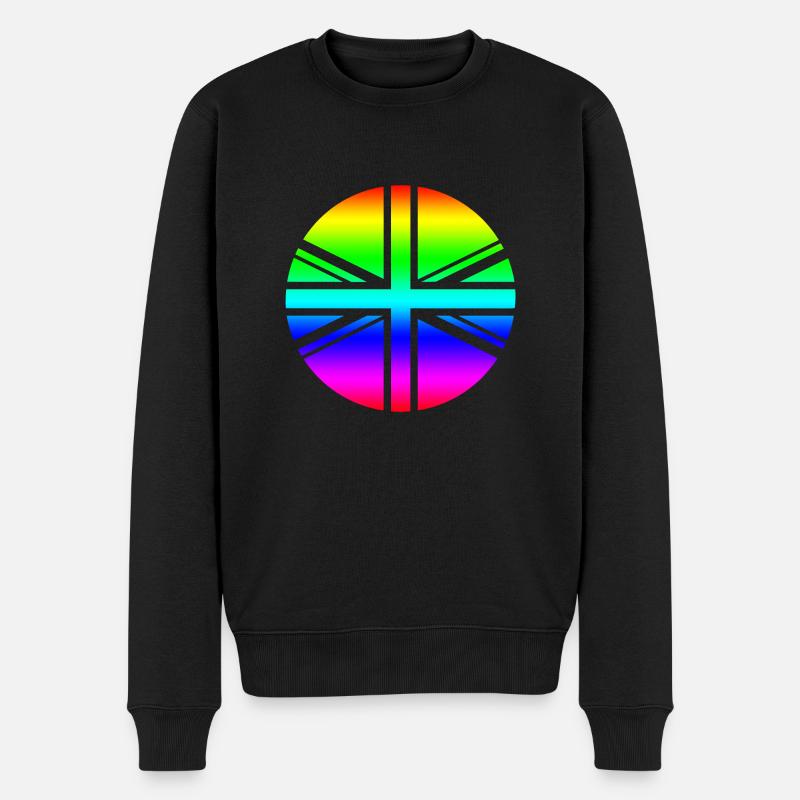 runde UK Union Jack Flagge Regenbogen Mod - Männer Premium Bio Pullover - Schwarz
