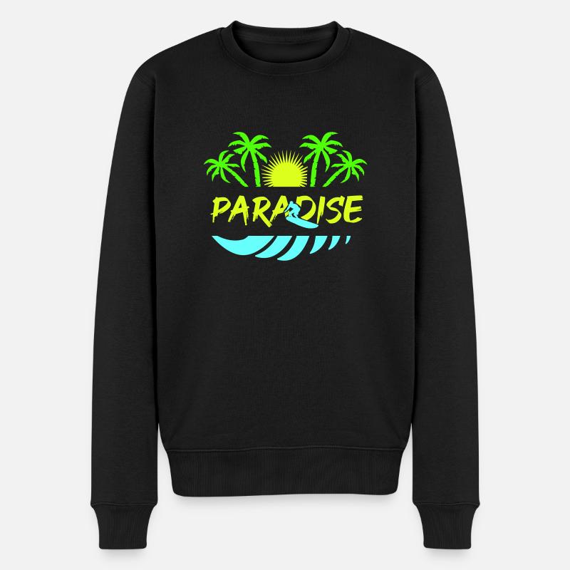 surf paradise - Männer Premium Bio Pullover - Schwarz