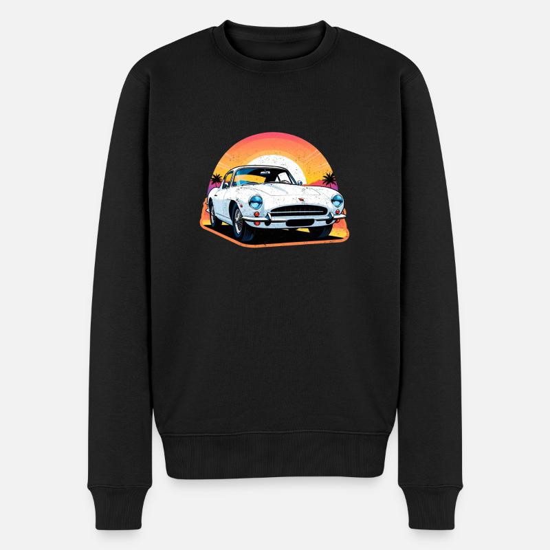 Oldtimer Sonnenuntergang - Männer Premium Bio Pullover - Schwarz