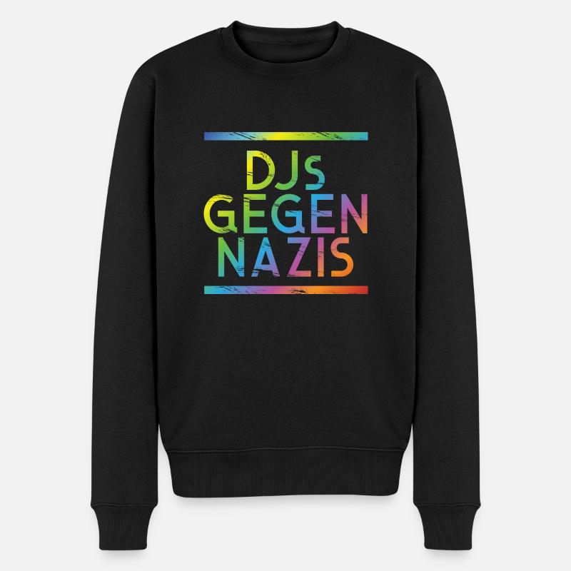 DJs gegen Nazis Regenbogen - Männer Premium Bio Pullover - Schwarz