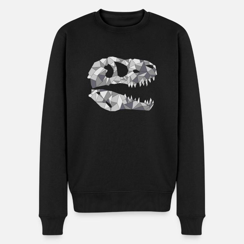 GEOMETRISCHER DINOSAURIERSCHÄDEL - Männer Premium Bio Pullover - Schwarz