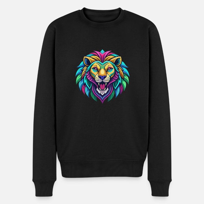 LÖWE - Männer Premium Bio Pullover - Schwarz