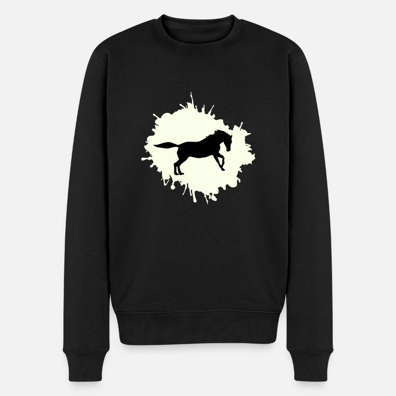 pferd klecks - Männer Premium Bio Pullover - Schwarz