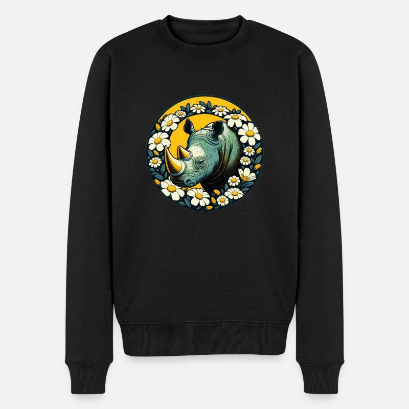 Nashorn - Männer Premium Bio Pullover - Schwarz