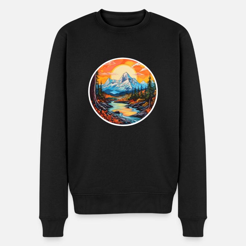 Berglandschaft - Männer Premium Bio Pullover - Schwarz