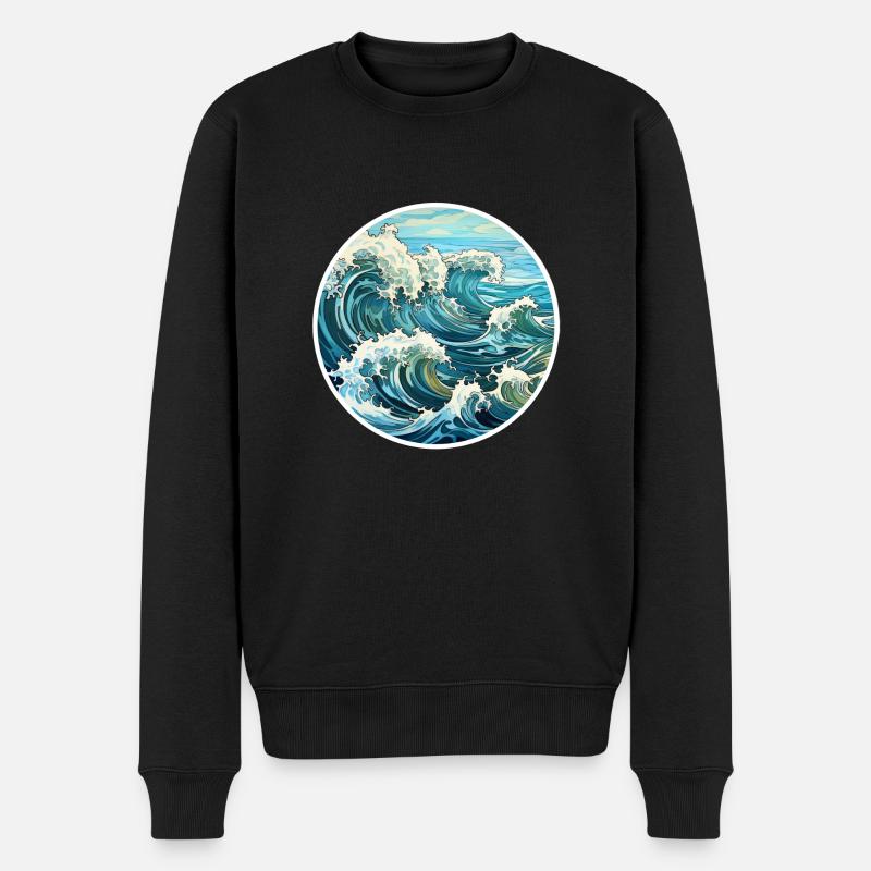 Vagues - Pull Premium bio Homme - noir