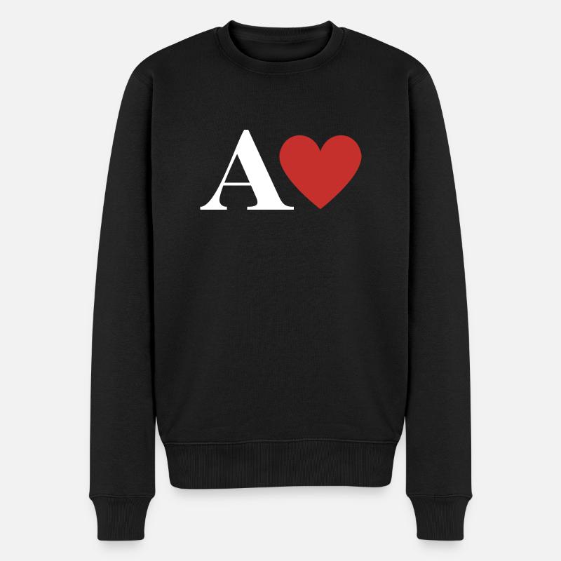 Roter Herz-Buchstabe - Männer Premium Bio Pullover - Schwarz