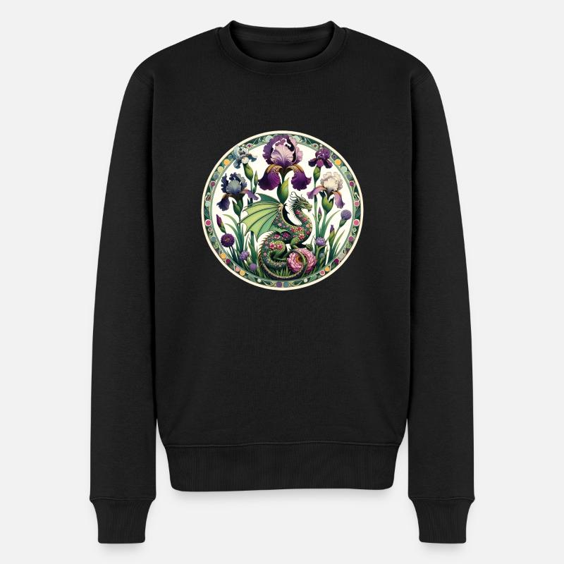 Iris-Drache - Männer Premium Bio Pullover - Schwarz