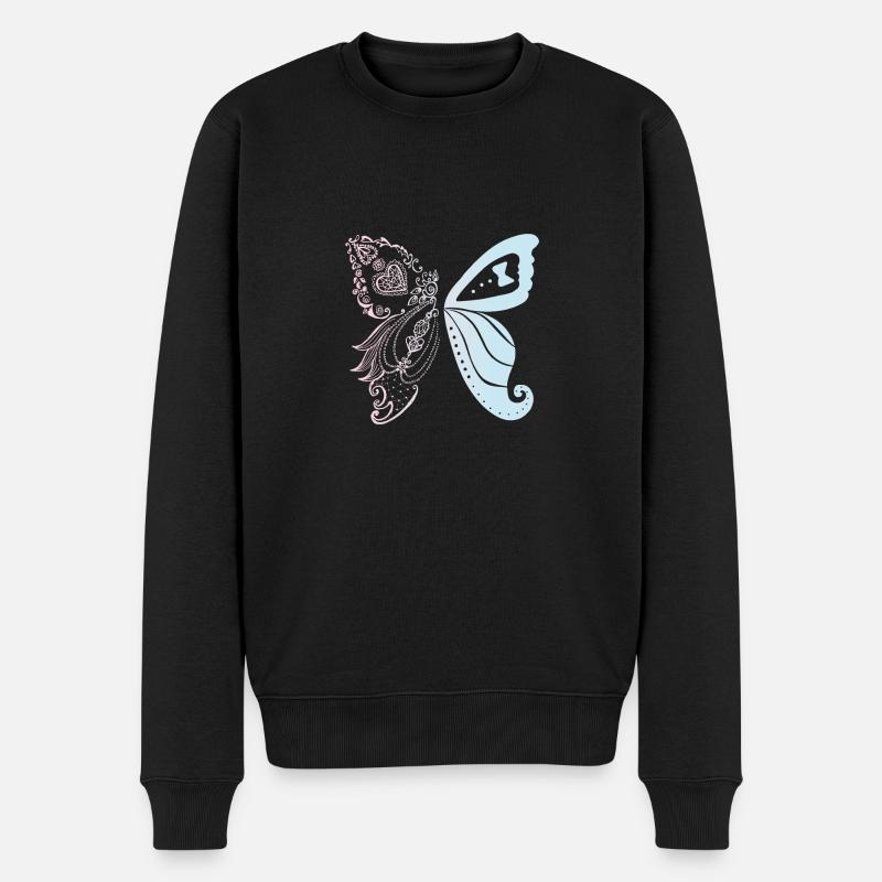 Brautpaar als Schmetterling - Männer Premium Bio Pullover - Schwarz