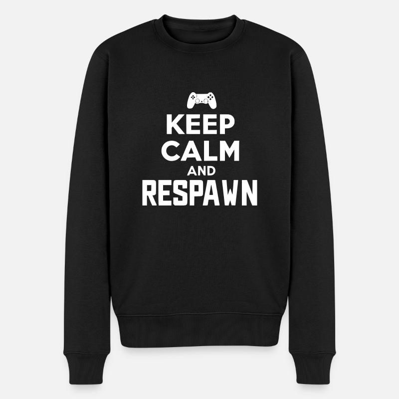 Bleib ruhig und respawne - Männer Premium Bio Pullover - Schwarz