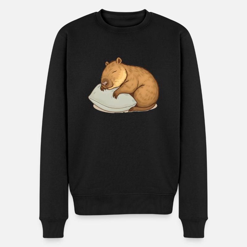 Süßes schlafendes Capybara - Männer Premium Bio Pullover - Schwarz