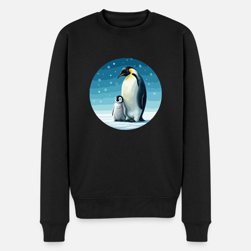 Manchot empereur avec enfant - Pull Premium bio Homme - noir