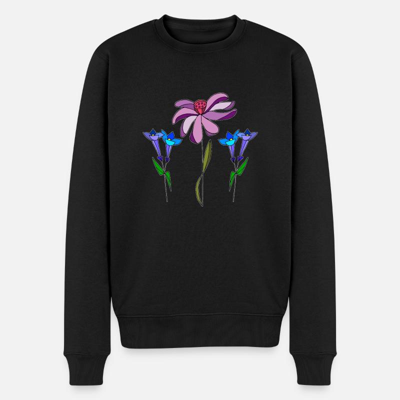 Blumen - Männer Premium Bio Pullover - Schwarz