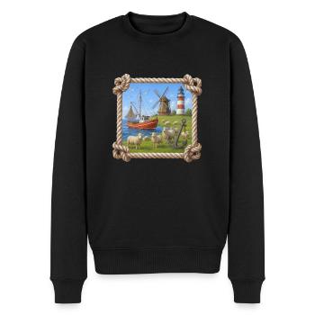 Kuestenbild - Männer Premium Bio Pullover - Schwarz - Vorne - Nico (187cm)