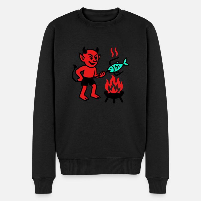 Diable avec poisson - Pull Premium bio Homme - noir