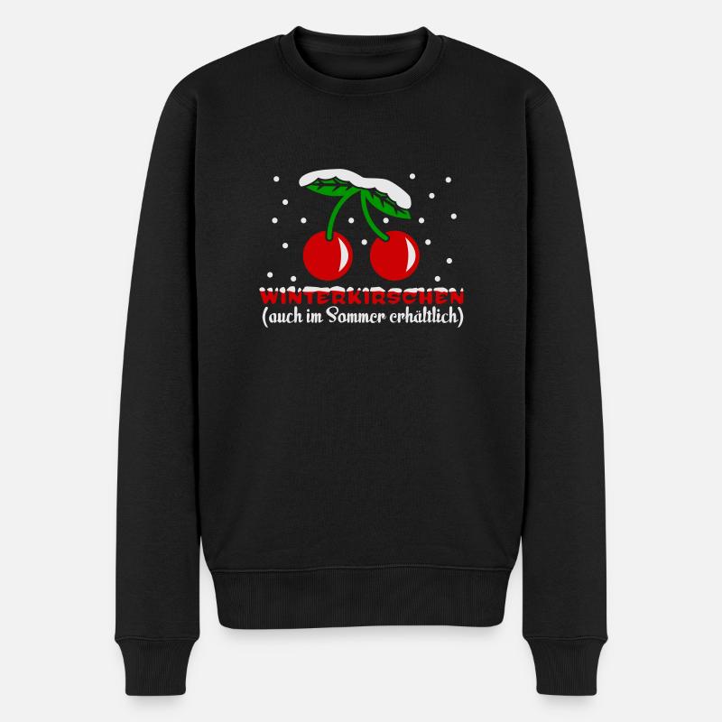 winterkirschen - Männer Premium Bio Pullover - Schwarz