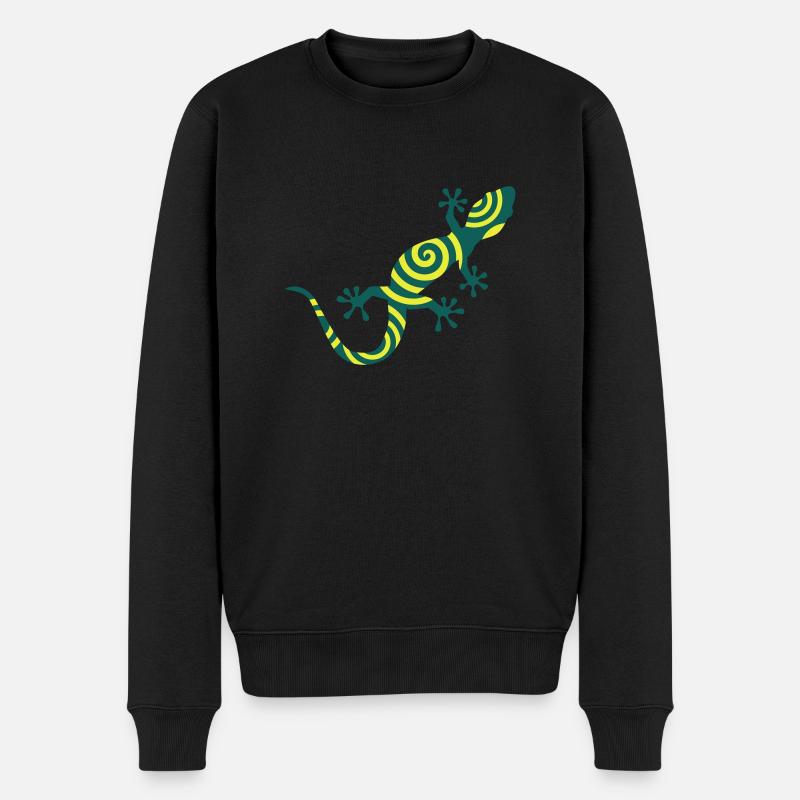 Gecko - Männer Premium Bio Pullover - Schwarz