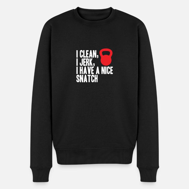 Clean - Jerk - Haben Sie eine schöne Snatch - Männer Premium Bio Pullover - Schwarz