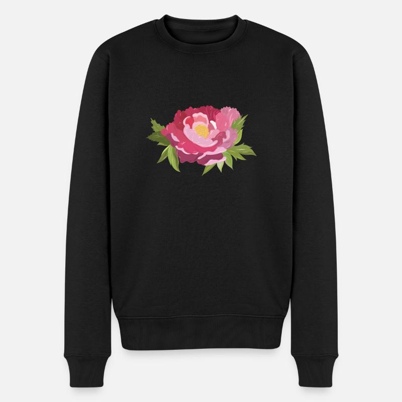 Pivoine peinte à la main - Pull Premium bio Homme - noir