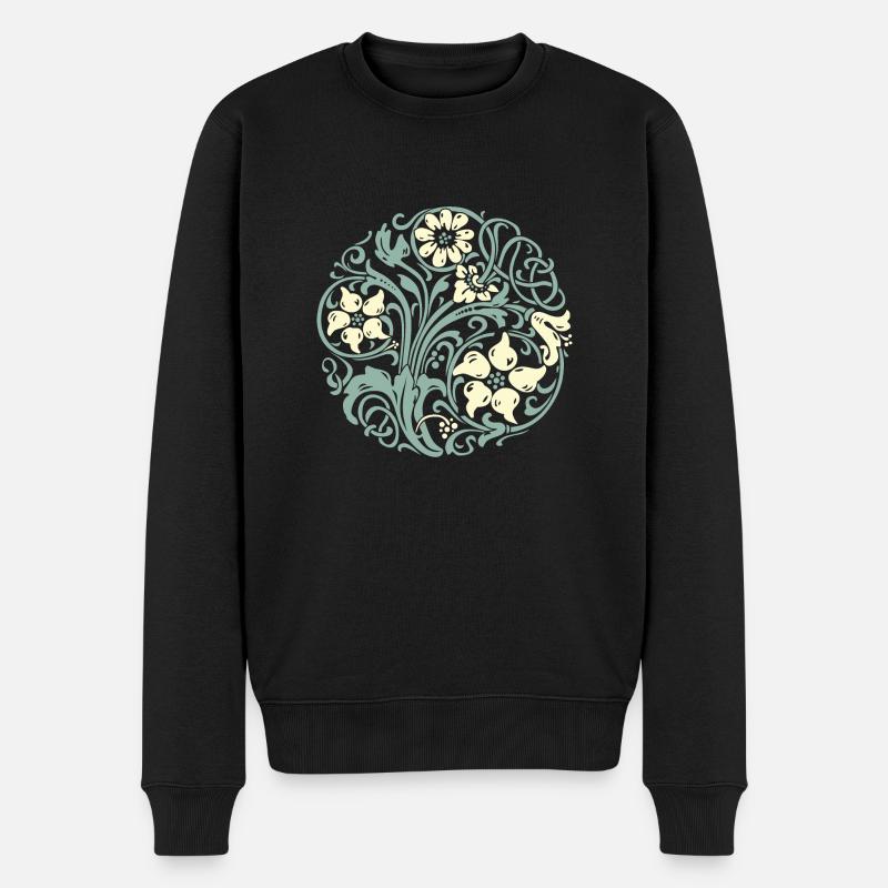 Art Nouveau Floral Ornament - Männer Premium Bio Pullover - Schwarz
