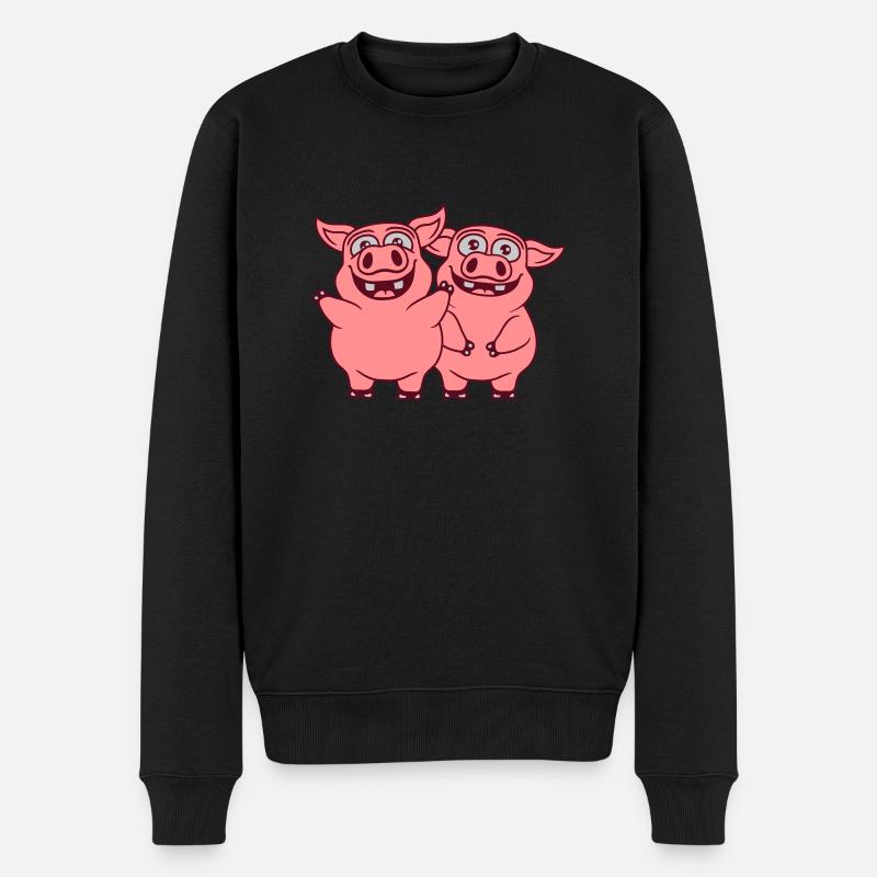 Équipe drôle de cochons heureux - Pull Premium bio Homme - noir