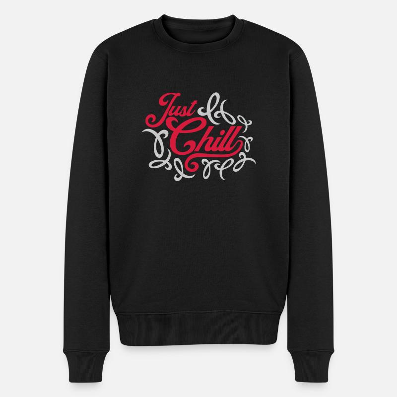 Just Chill Text Logo - Pull Premium bio Homme - noir
