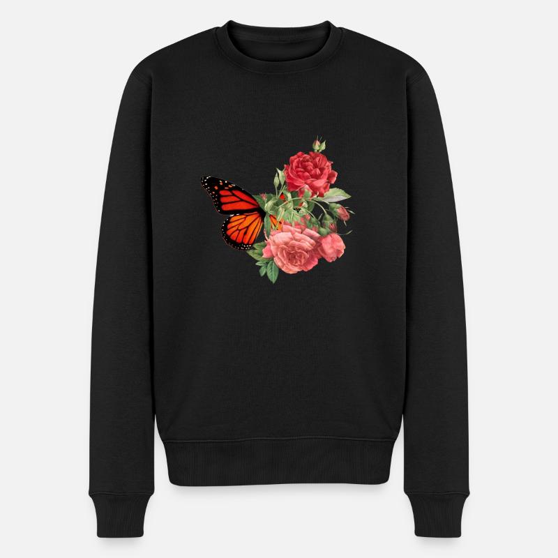 Schmetterlingsblume - Männer Premium Bio Pullover - Schwarz