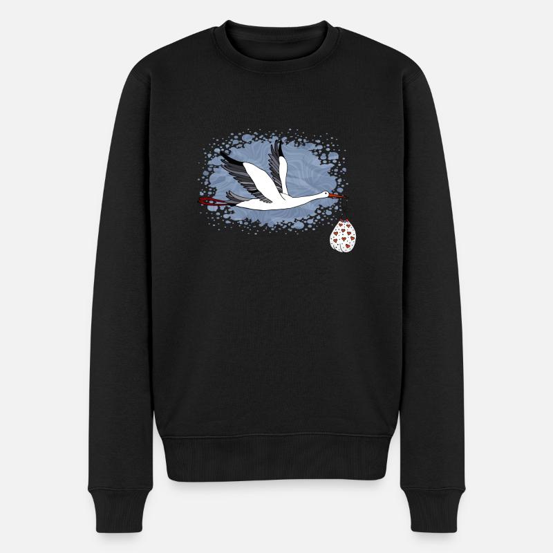 Storchenvogel - Männer Premium Bio Pullover - Schwarz