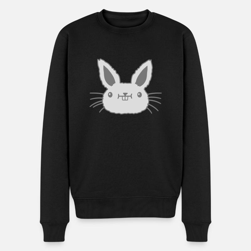 Kleiner kawaii Hase Gesicht - Männer Premium Bio Pullover - Schwarz