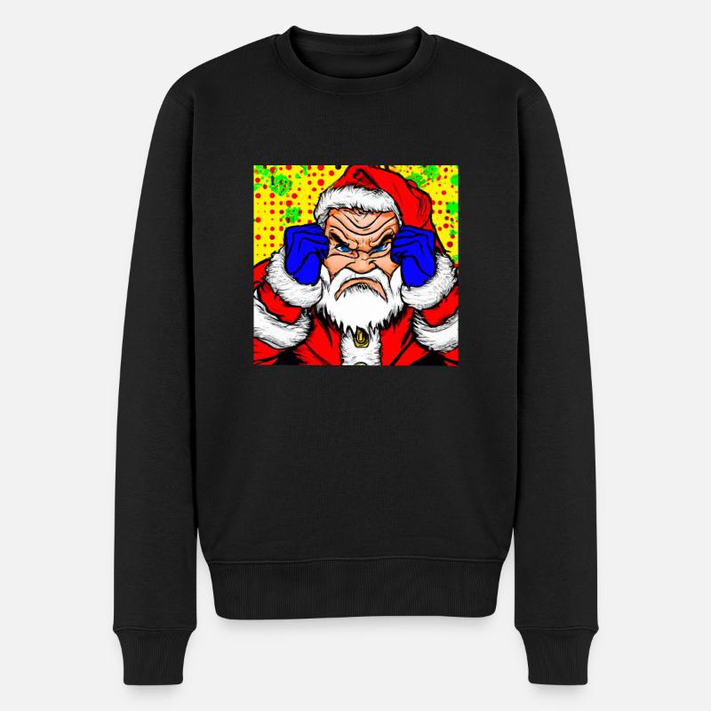 Weihnachtsmann mit schlechter Laune - Männer Premium Bio Pullover - Schwarz