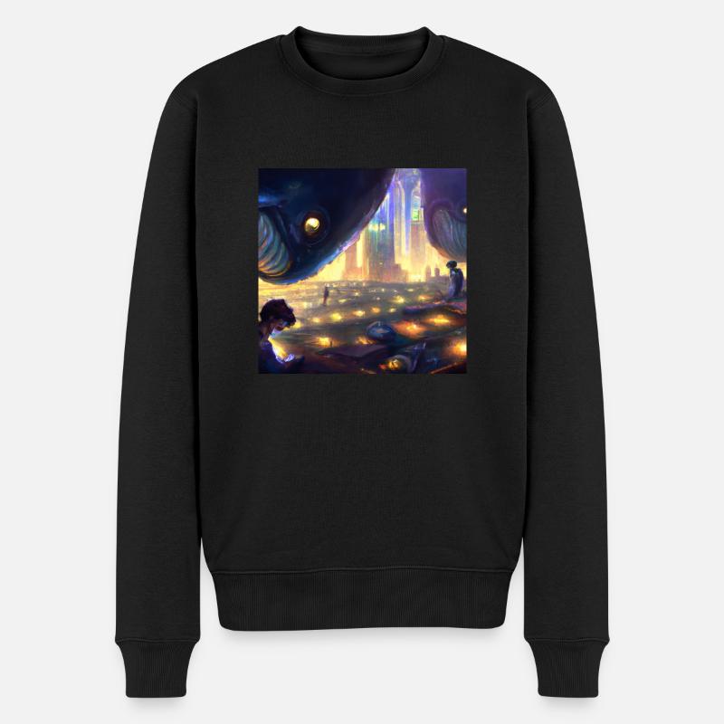 Monstres flottant dans le ciel - Pull Premium bio Homme - noir
