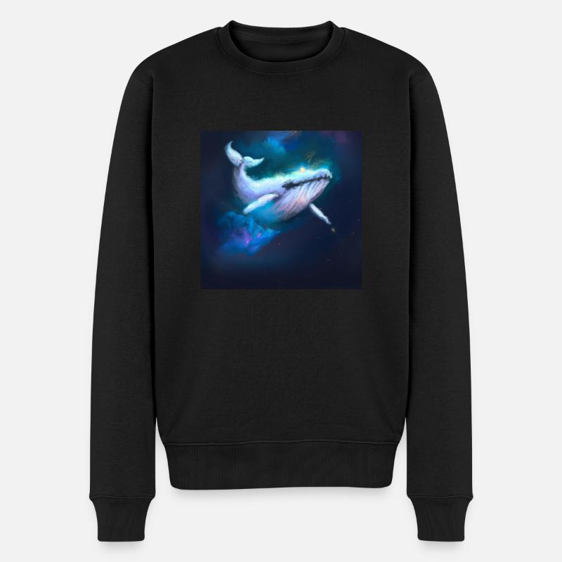 Baleine flottant dans l’espace - Pull Premium bio Homme - noir