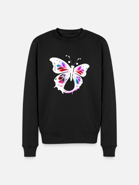 Mehrfarbiger Schmetterling - Männer Premium Bio Pullover - Schwarz