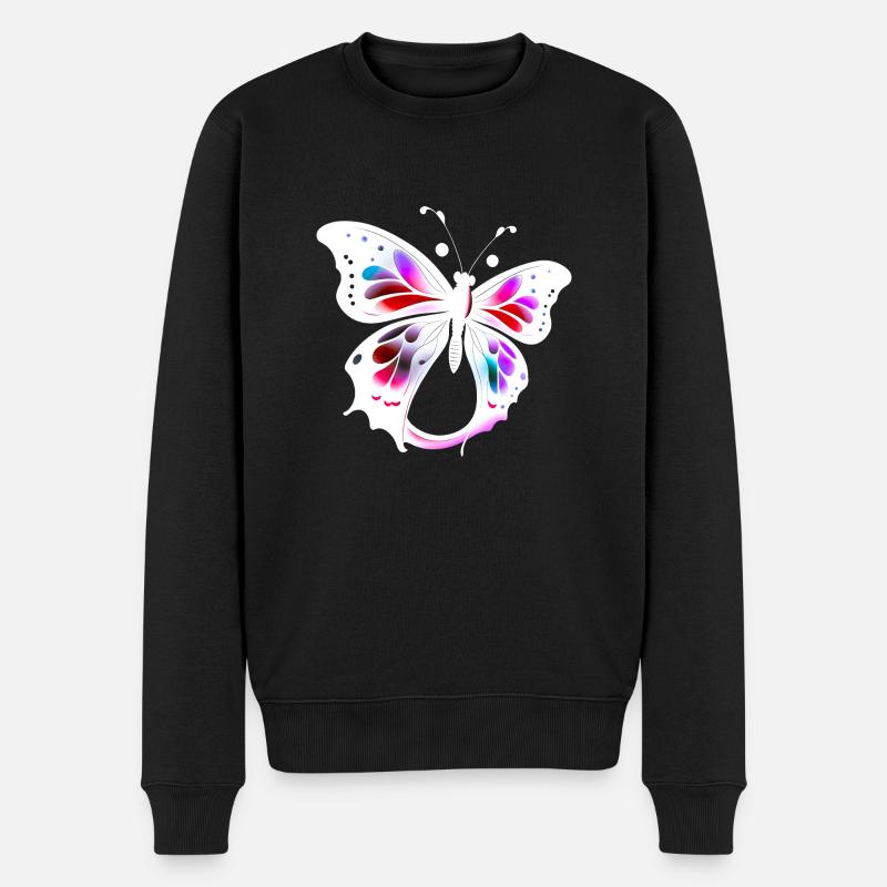 Mehrfarbiger Schmetterling - Männer Premium Bio Pullover - Schwarz
