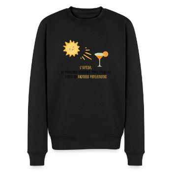 L' apéro, le meilleur moment pour .... - Pull Premium bio Homme - noir - Devant - Nico (187cm)