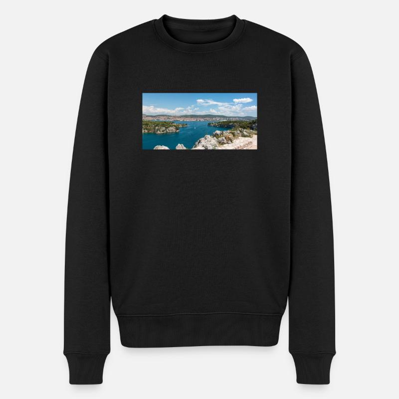 Vue panoramique Primošten Šibenik-Knin Croatie - Pull Premium bio Homme - noir