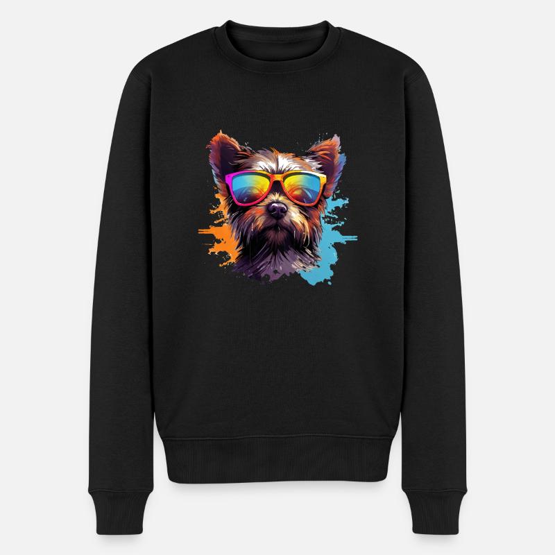 Cooler Hund mit Sonnenbrille Hunde Design - Männer Premium Bio Pullover - Schwarz